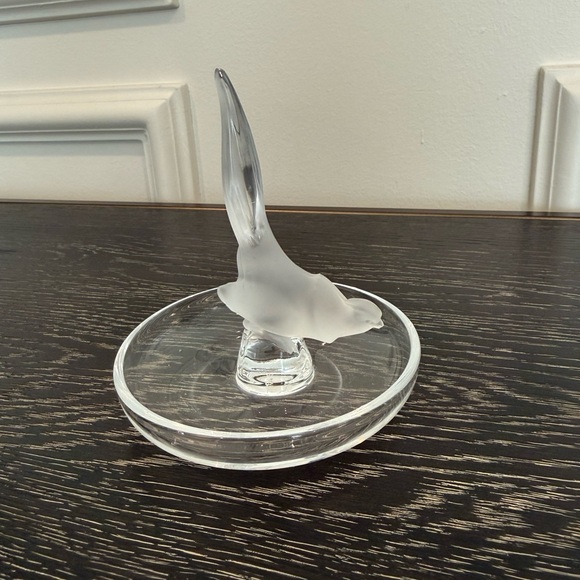 Lalique France Crystal Rooster Ring Holder
